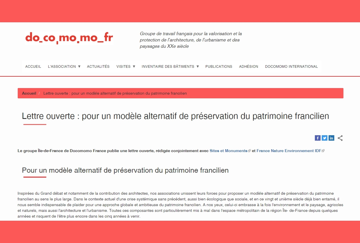 Carta Abierta De Docomomo Francia Por Un Modelo Alternativo De